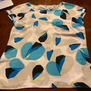 Blue yellow and black printed blouse